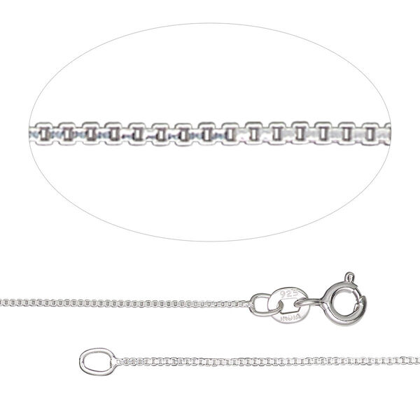 Chain, Gossamer™, sterling silver, 0.7mm Venetian box, 18 inches with springring clasp. Sold individually. image number 0