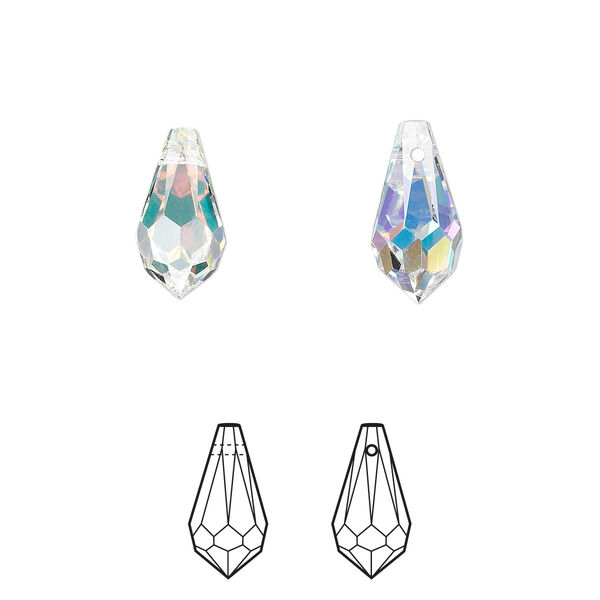 Drop 4pk crystal AB, Crystal Passions® 13x6.5mm pendant teardrop 6000 image number 0
