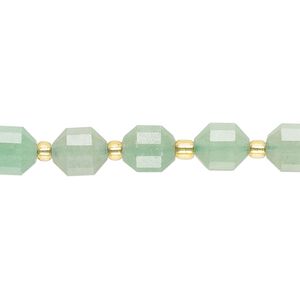 Green aventurine 1pkg1, hand-cut faceted drum bead natural 8 inch 8mm
