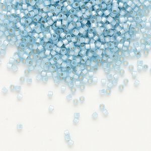 Seed bead, Delica®, glass, pkg/50g, #11 round, translucent silver-lined aqua (DB-0628).