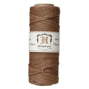 Cord, Hemptique®, polished hemp, light brown, 1mm diameter, 20-pound test. Sold per 205-foot spool.