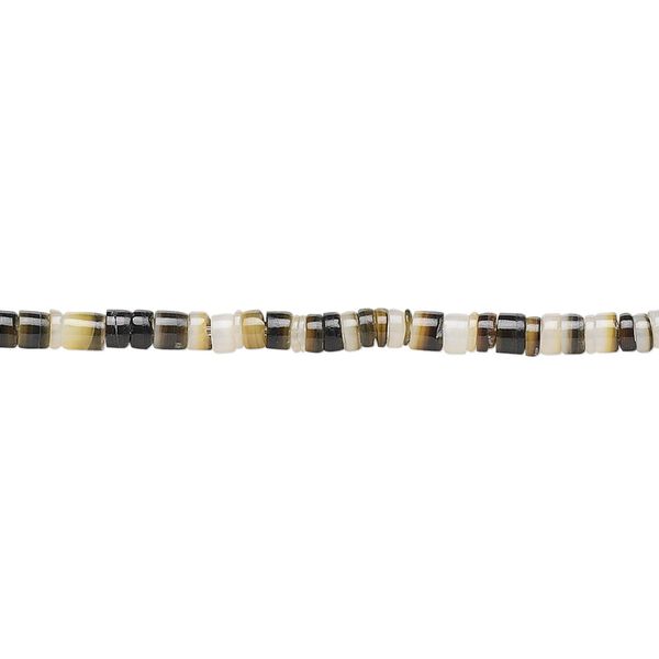 Bead, black lip shell (natural), 2-3mm hand-cut heishi, Mohs hardness 3-1/2. Sold per 24-inch strand. image number 0