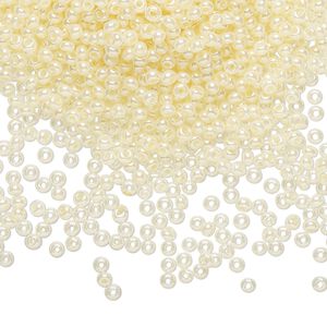 Seed bead, Preciosa Ornela Czech glass, pkg/500g, #11 rocaille, opaque luster light cream pearl, (47113).