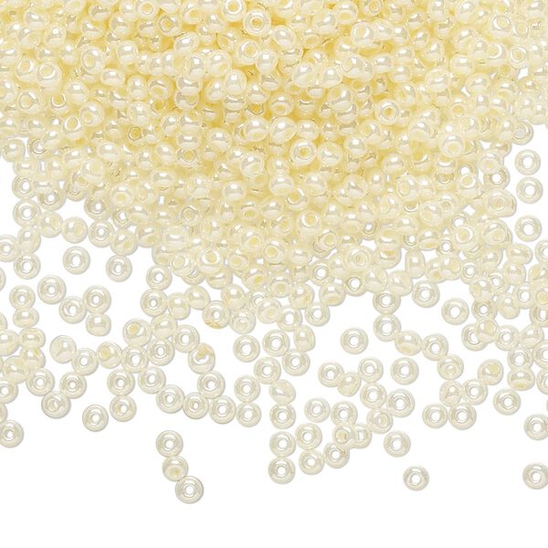 Seed bead, Preciosa Ornela Czech glass, pkg/500g, #11 rocaille, opaque luster light cream pearl, (47113). image number 0