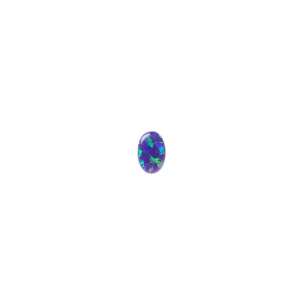 Cabochon, "opal" (silica and epoxy) (man-made), dark blue, 6x4mm calibrated oval. Sold per pkg of 2. image number 0