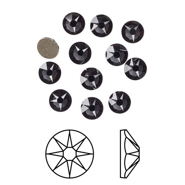Flat back 1440pk graphite foil back, Swarovski® 4.6-4.8mm rose round SS20 2088 image number 0