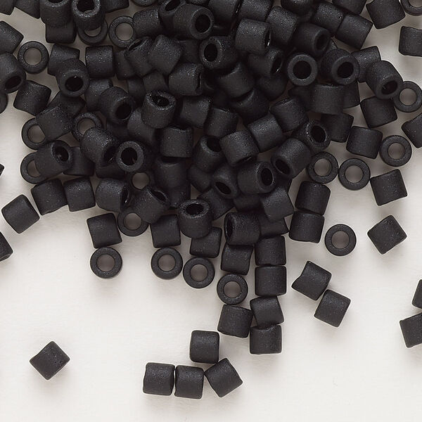Seed bead, Delica®, glass, pkg/50g, #8 round, opaque matte black (DBL-0310). image number 0