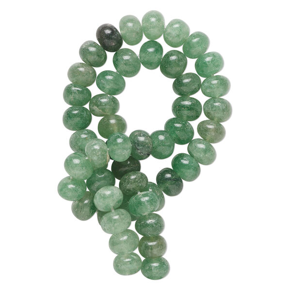 Green aventurine 1pkg1, hand-cut rondelle bead natural 14 inch 8x5mm-10x7mm image number 0