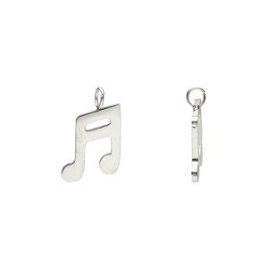 Charm, stainless steel, 9.5x8mm double-sided music note. Sold per pkg of 2.