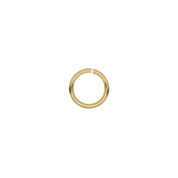 Jump ring, gold-plated brass, 10mm round diamond wire, 7.5mm inside diameter, 16 gauge. Sold per pkg of 50. image number 0