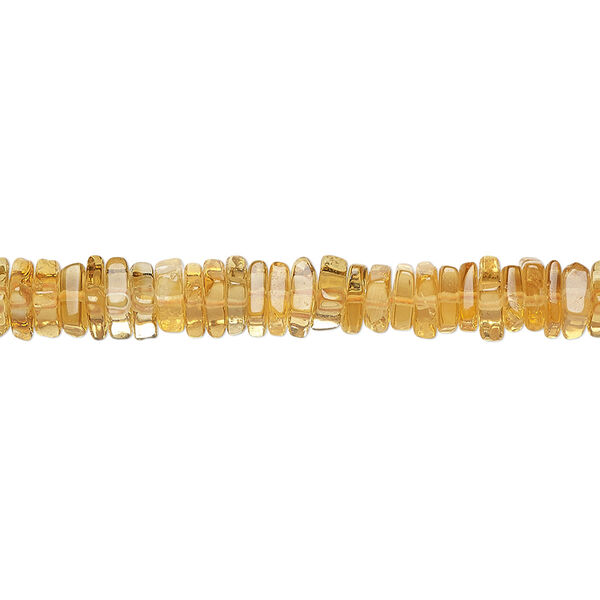 Bead, citrine (heated), 4x1mm-6x2mm hand-cut square rondelle, B grade, Mohs hardness 7. Sold per 8-inch strand, approximately 95-150 beads. image number 0