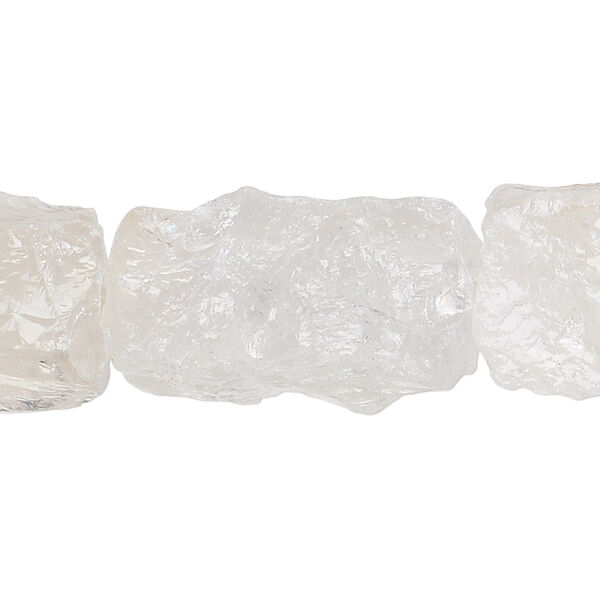 Bead, quartz crystal (natural), medium to large rough rectangular nugget, Mohs hardness 7. Sold per 15-1/2" to 16" strand. image number 0