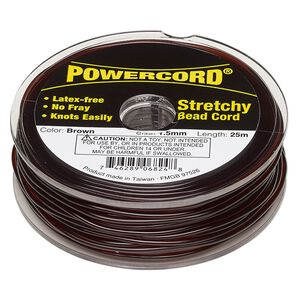 Cord, Powercord®, elastic, brown, 1.5mm, 22-pound test. Sold per 25-meter spool.