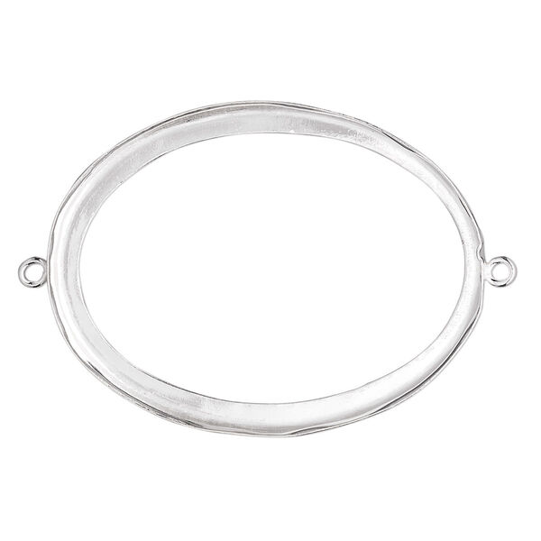 Link, fine silver, 41x31mm open-back oval with 40x30mm oval bezel cup setting. Sold individually. image number 0