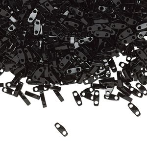 Seed bead, TILA®, glass, pkg/250g, 5x1.2mm quarter tila rectangle, opaque black, (QTL-401).