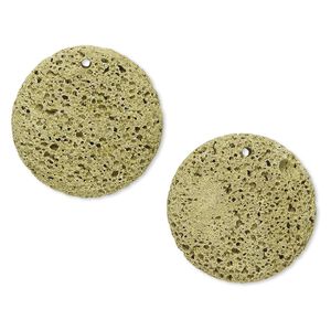 Lava rock 1pkg2, flat round focal 30mm
