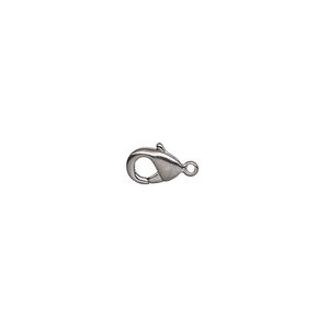 Clasp, lobster claw, gunmetal-plated brass, 7x5mm. Sold per pkg of 10.
