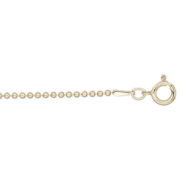 Chain, 12Kt gold-filled, 1.5mm ball, 36 inches with springring clasp. Sold individually. image number 0