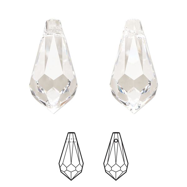 Drop 4pk crystal, Crystal Passions® 22x11mm pendant teardrop 6000 image number 0