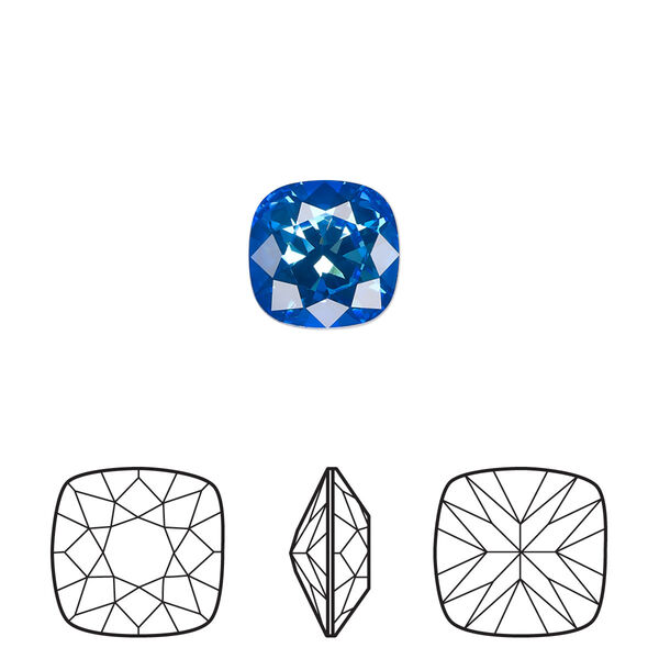 Fancy stone 2pk crystal royal blue DeLite, Crystal Passions® 10mm cushion 4470 image number 0