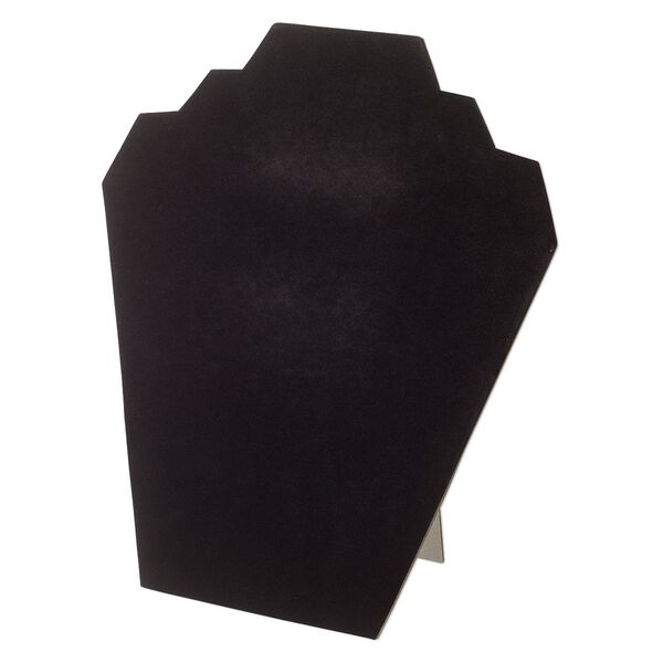 Display, necklace, flocked cardboard, black, 9 x 8 x 4-3/4 inches locking easel. Sold per pkg of 2. image number 0