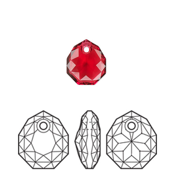 Drop 1pk scarlet, Crystal Passions® 11.5x10mm pendant majestic 6436 image number 0