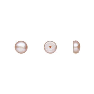 Pearl, White Lotus™, cultured freshwater, mauve, 6mm half-drilled button, B grade, Mohs hardness 2-1/2 to 4. Sold per pkg of 4 pairs.