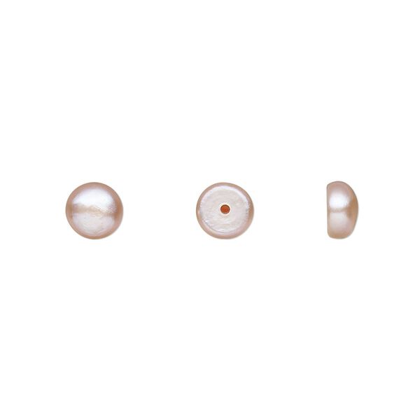 Pearl, White Lotus™, cultured freshwater, mauve, 6mm half-drilled button, B grade, Mohs hardness 2-1/2 to 4. Sold per pkg of 4 pairs. image number 0