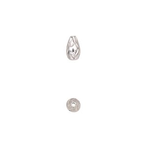 Bead, sterling silver, 7x4mm diamond-cut teardrop. Sold per pkg of 2.