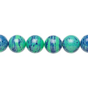 Bead, "azurite-malachite" (resin) (imitation), 8mm round. Sold per 15-1/2" to 16" strand.