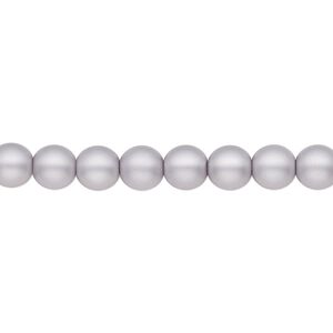 Bead, Czech pearl-coated glass druk, opaque matte light grey, 6mm round. Sold per 15-1/2" to 16" strand.