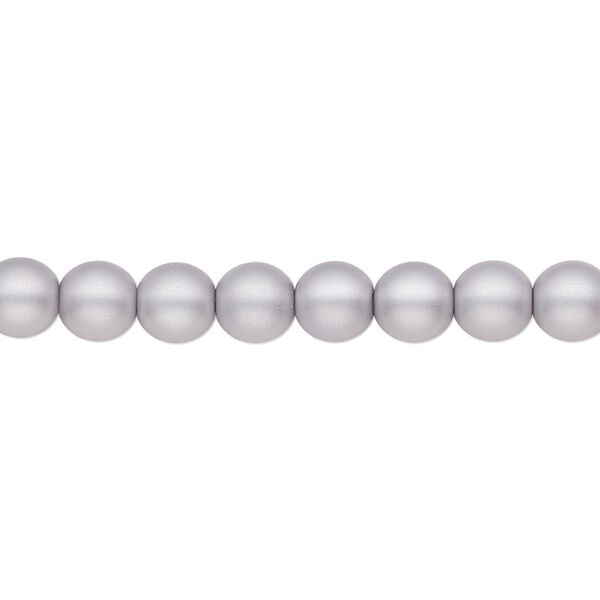 Bead, Czech pearl-coated glass druk, opaque matte light grey, 6mm round. Sold per 15-1/2" to 16" strand. image number 0