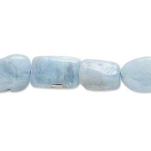 Aquamarine 1pkg1, hand-cut puffed rectangle bead 15.5-16 inch 12x9mm-14x12mm