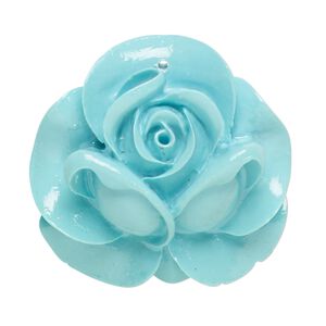 Focal, resin, turquoise blue, 35x34mm rose. Sold individually.