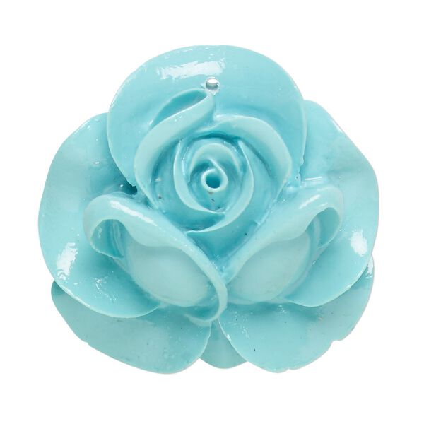 Focal, resin, turquoise blue, 35x34mm rose. Sold individually. image number 0