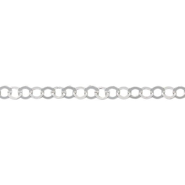 Chain, sterling silver, 3.5mm flat round cable. Sold per 25-foot spool. image number 0