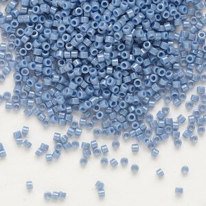 Seed bead, Delica®, glass, pkg/50g, #11 round, opaque glazed luster denim blue (DB-0266).