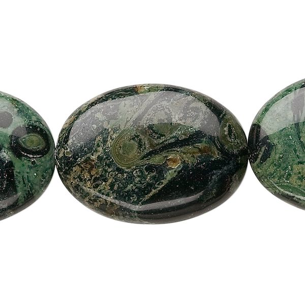 Kambaba jasper 1pkg1, flat oval bead natural 8 inch 30x22mm image number 0