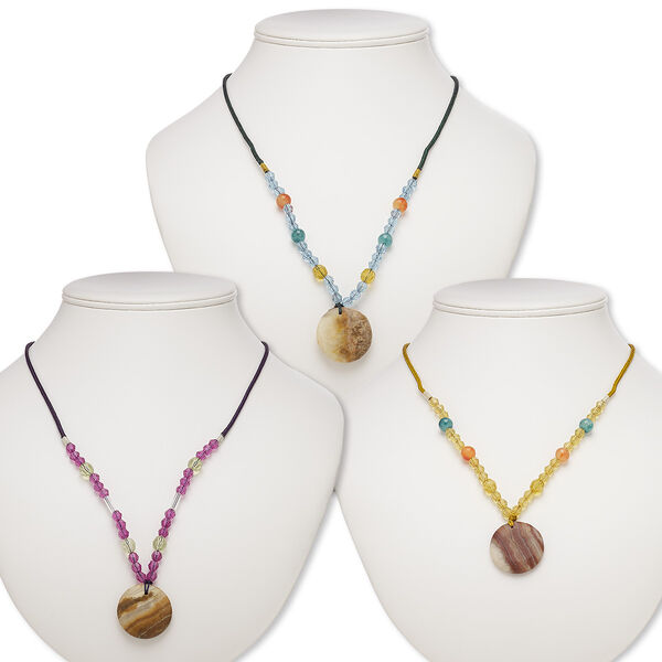 Italian "onyx" / multi-gemstone / acrylic 1pkg3, round necklace B- grade, continuous 20-24 inch mix 29-30mm image number 0