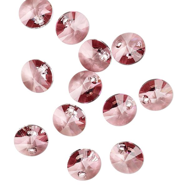 Drop 144pk crystal antique pink, Swarovski® 8mm pendant mini disk 6428 image number 1