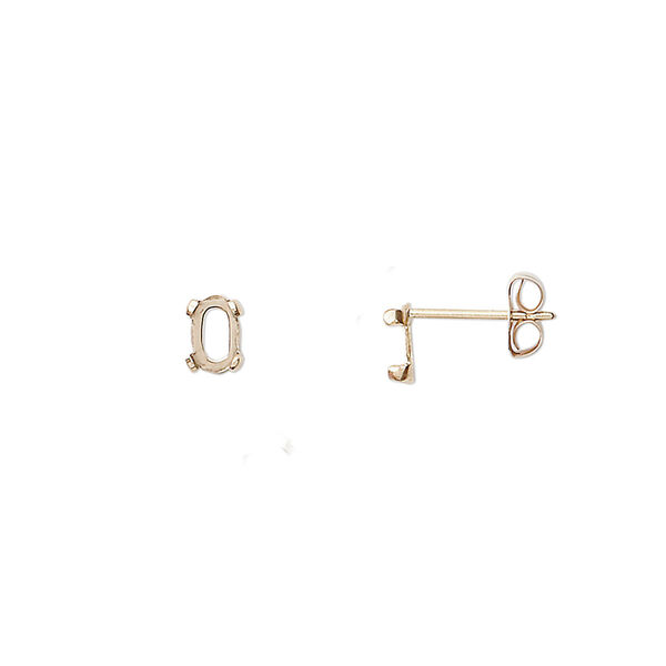 Earstud, Cab-Tite™, 14Kt gold-filled, 5x3mm 4-prong oval setting Sold per pair. image number 0