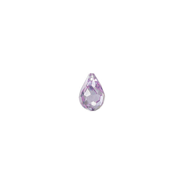 Bead, cubic zirconia, lavender, 9x6mm top-drilled faceted teardrop, Mohs hardness 8-1/2. Sold per pkg of 2. image number 0