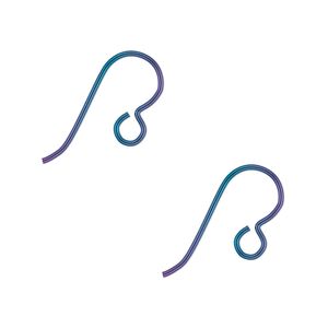 Ear wire fishhook 1pkg10 niobium, 13mm / open loop, 20 gauge anodized / aqua 5 pair