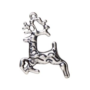 Charm, antique silver-plated "pewter" (zinc-based alloy), 30x24mm reindeer. Sold individually.