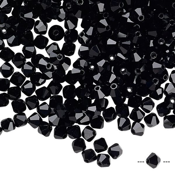 Bead 144pk jet, Preciosa Czech crystal 4mm bicone image number 0