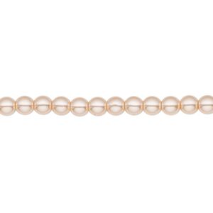 Bead, Czech pearl-coated glass druk, opaque light peach, 4mm round. Sold per 15-1/2" to 16" strand.