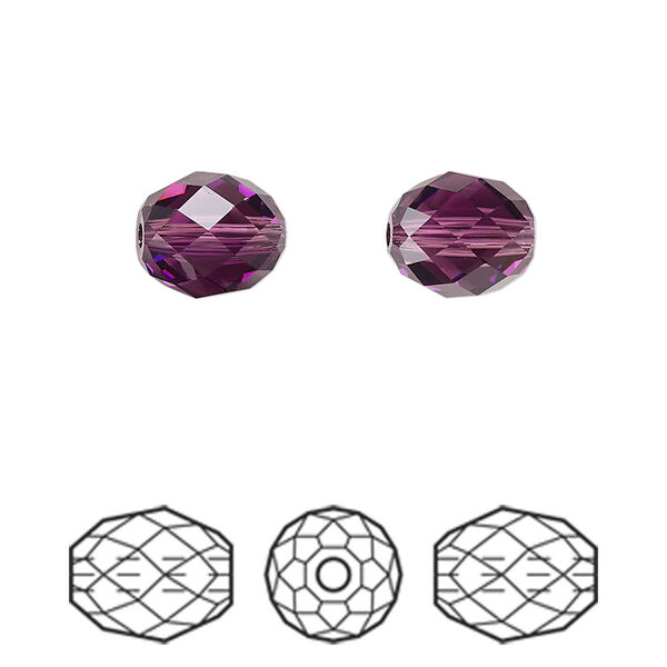 Bead 2pk amethyst, Crystal Passions® 9.5x8mm olive briolette 5044 image number 0