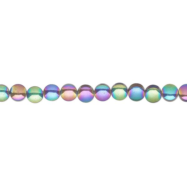 Hemalyke™ 1pkg1, electroplated flat round bead 15.5-16 inch 4mm image number 0