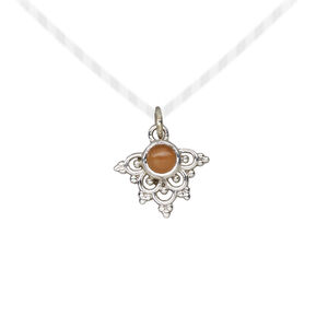 Carnelian / sterling silver 1pkg1, drop antiqued 13x11mm