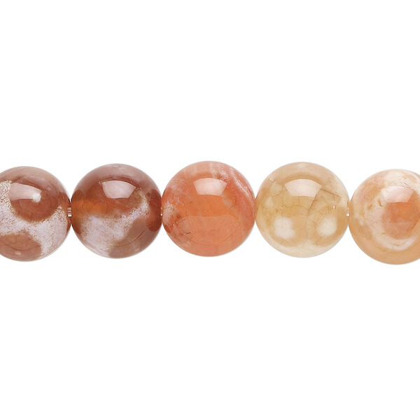 Bead, fire crackle agate (dyed / heated), 9.5-10mm round, B grade, Mohs hardness 6-1/2 to 7. Sold per 15-1/2" 16" strand. image number 0